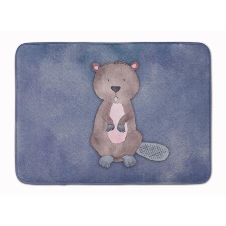 Carolines Treasures Beaver Watercolor Machine Washable Memory Foam Mat BB7392RUG